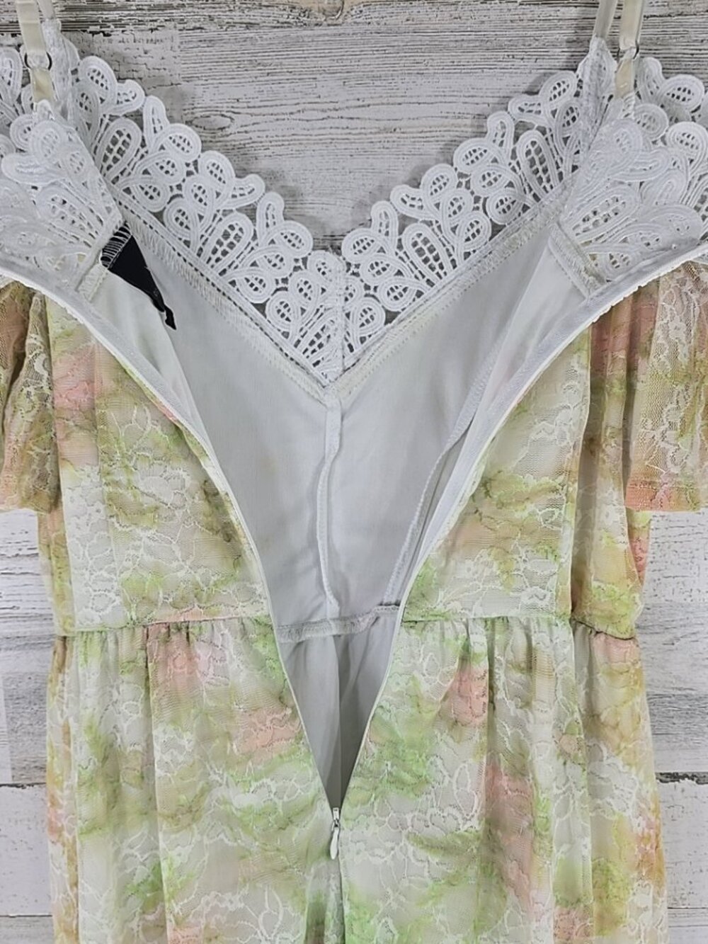 DISNEY PRINCESS Pastel Floral Lace Dress MEDIUM White Trim Fairytale Cottagecore - Picture 11 of 16